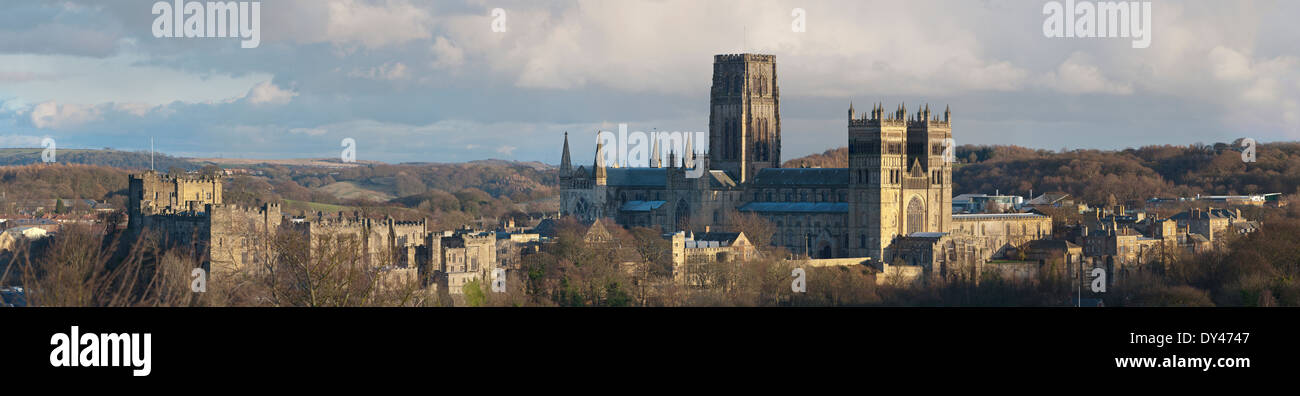 Genähte Panorama der Durham Kathedrale und das Schloss Stockfoto