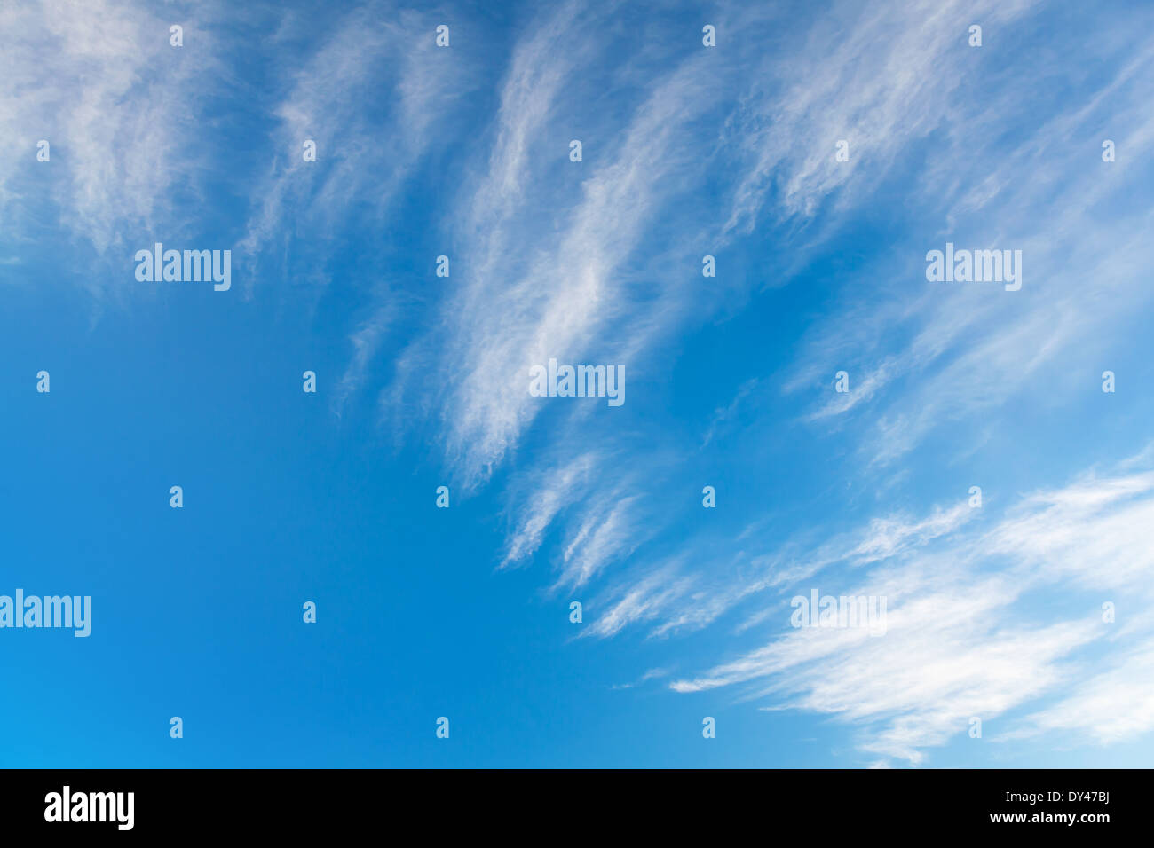 Wind Wolken am blauen Himmel. Hintergrundtextur Foto Stockfoto