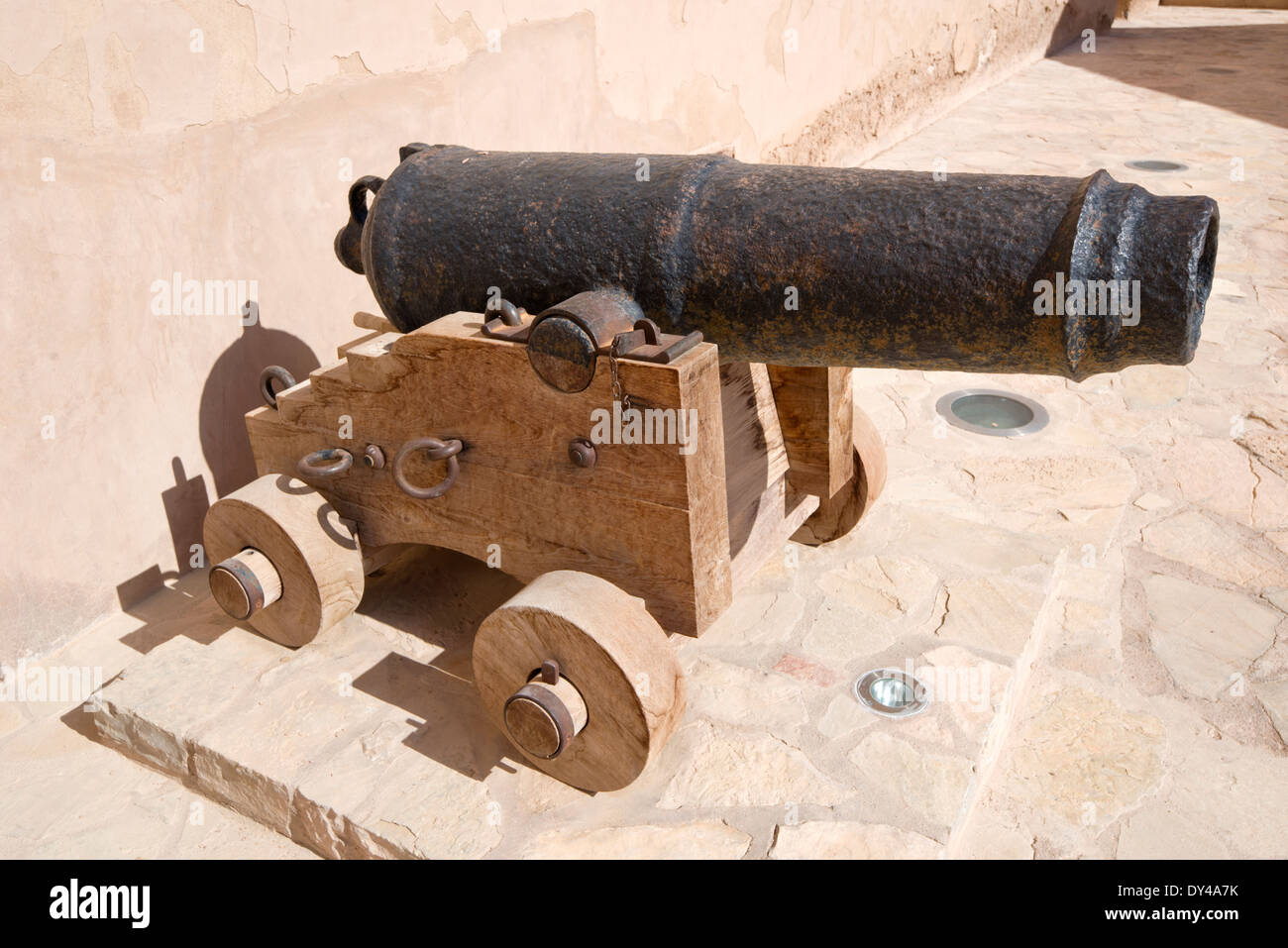 Kanone in Jabrin Fort, Oman Stockfoto