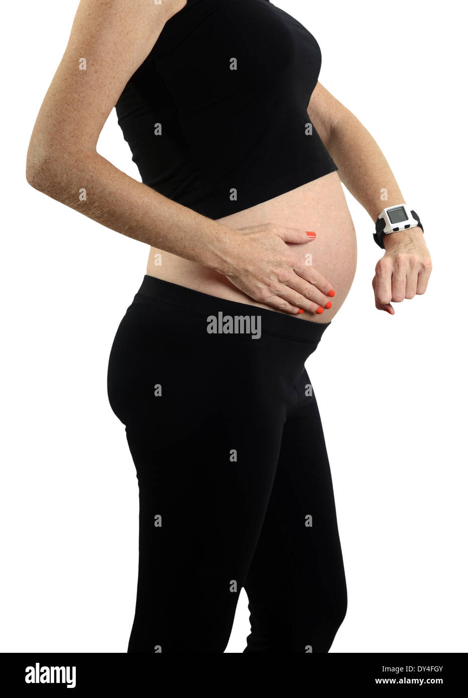 Timing Kontraktionen und gehen wehen während der Schwangerschaft Stockfoto