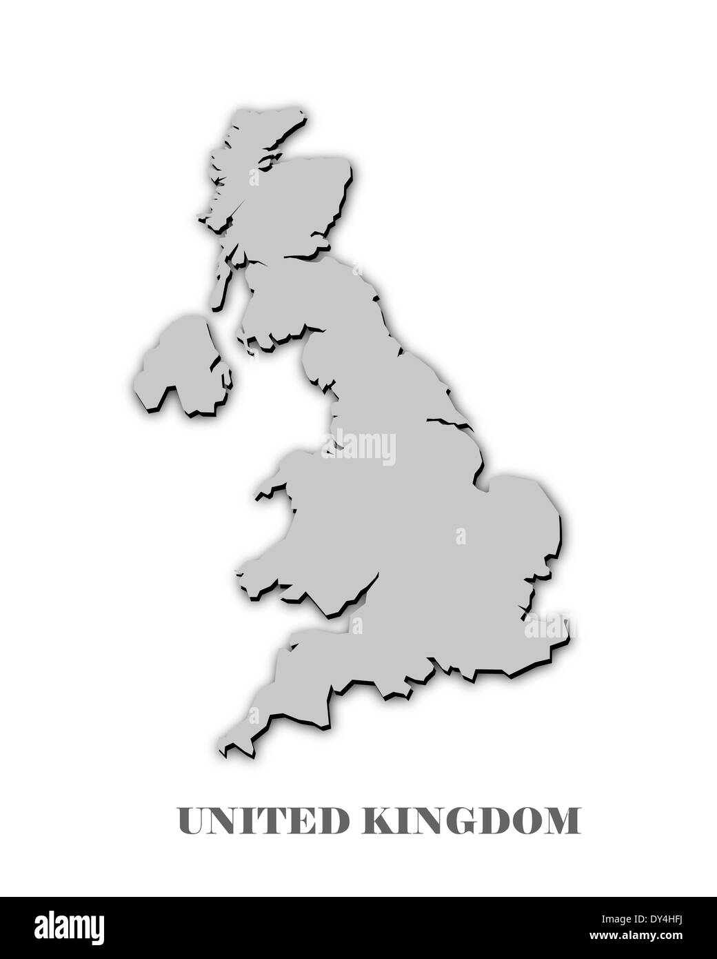 UNITED KINGDOM-Karte auf weiß Stockfoto