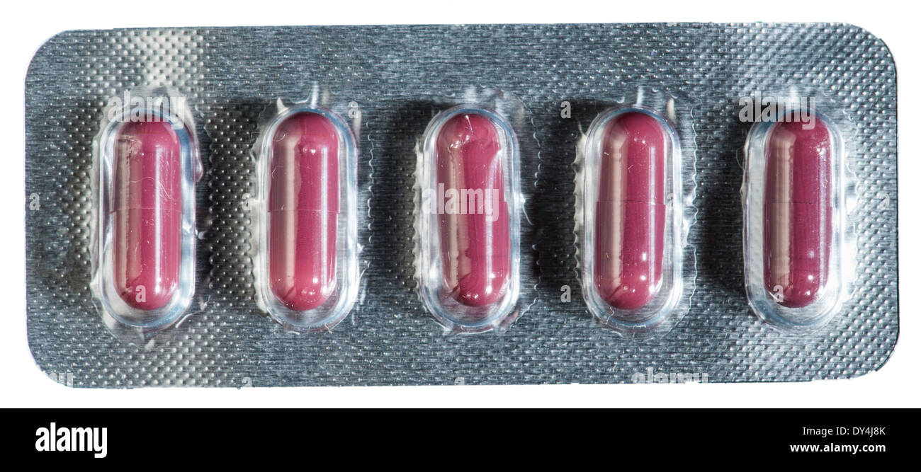 Blister mit Pillen. Nahaufnahme Stockfoto
