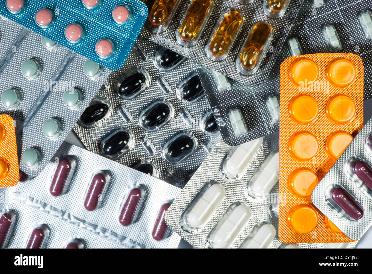 Blister mit Pillen. Nahaufnahme Stockfoto