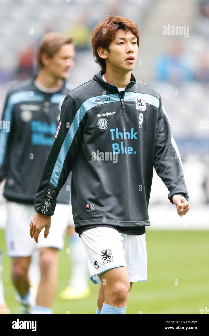 München, Deutschland. 6. April 2014. Yuya Osako (1860 München) Fußball: zweite Bundesliga-Spiel zwischen TSV 1860 München 3-0 Karlsruher SC in Allianz Arena in München. Kredit: D. Nakashima/AFLO/Alamy Live-Nachrichten Stockfoto