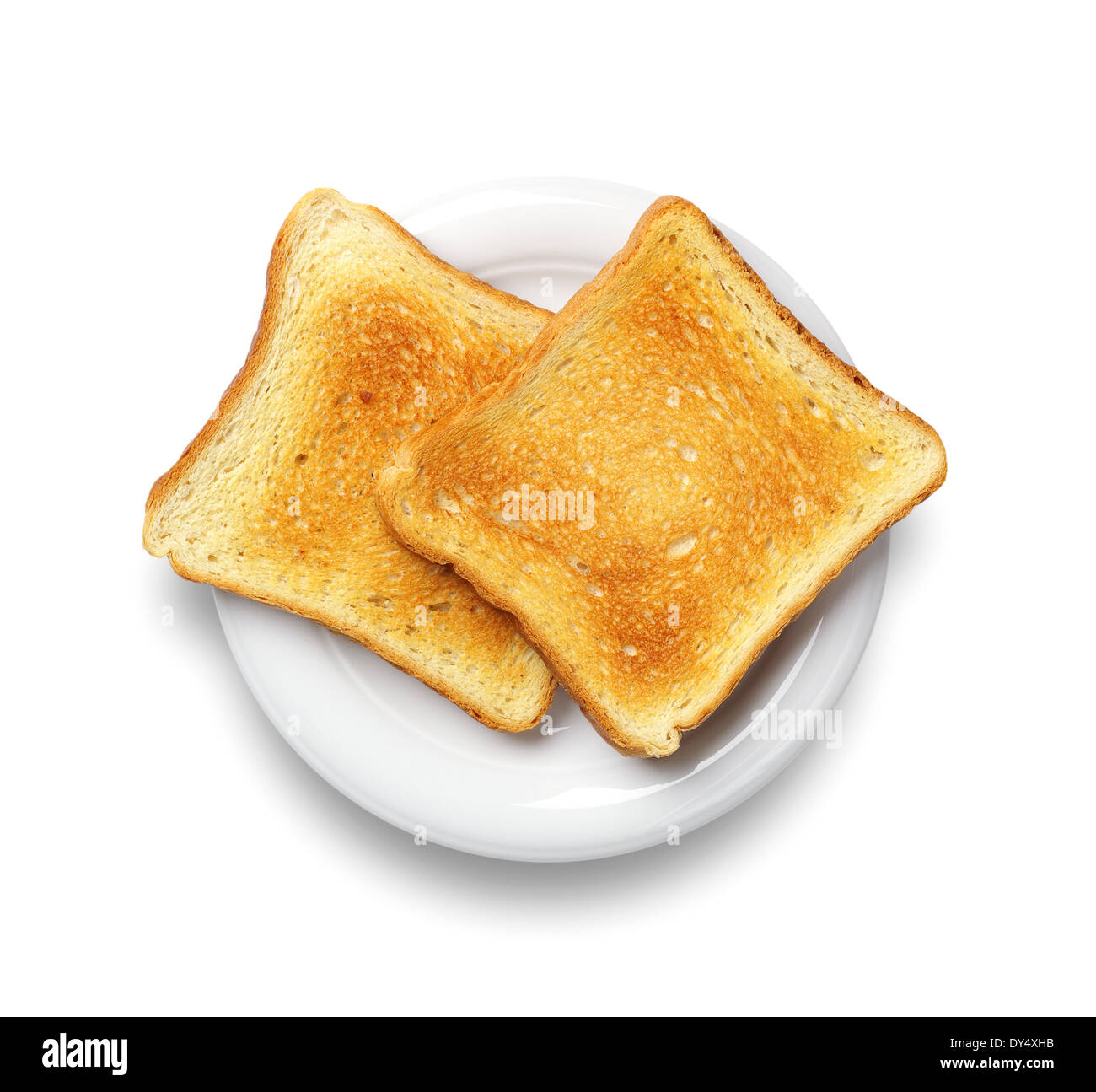 Zwei Scheiben Toastbrot auf weißem Hintergrund Stockfoto