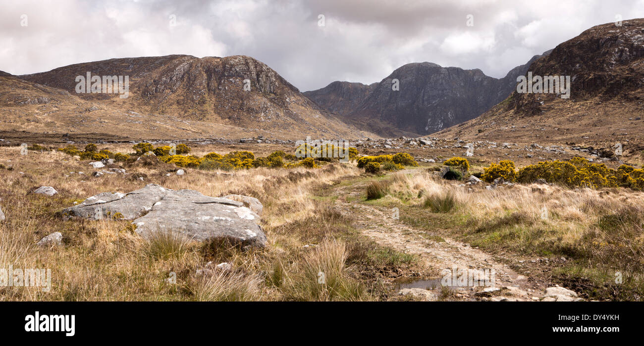 Irland, Co. Donegal, Glenveagh National Park, der vergiftet Glen, Panorama Stockfoto