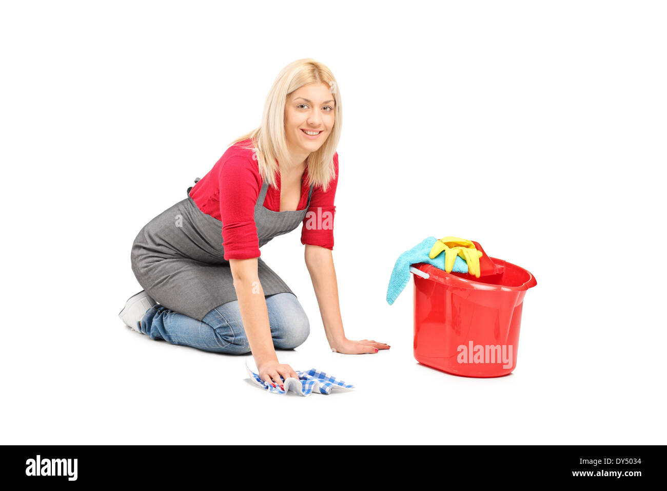 Frau, die Reinigung des Bodens Stockfoto