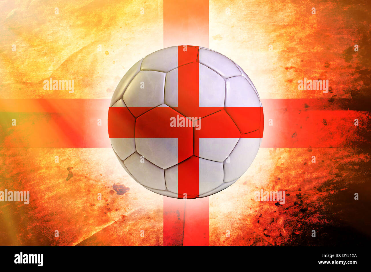 Fußball mit England Flagge als Hintergrund Stockfoto