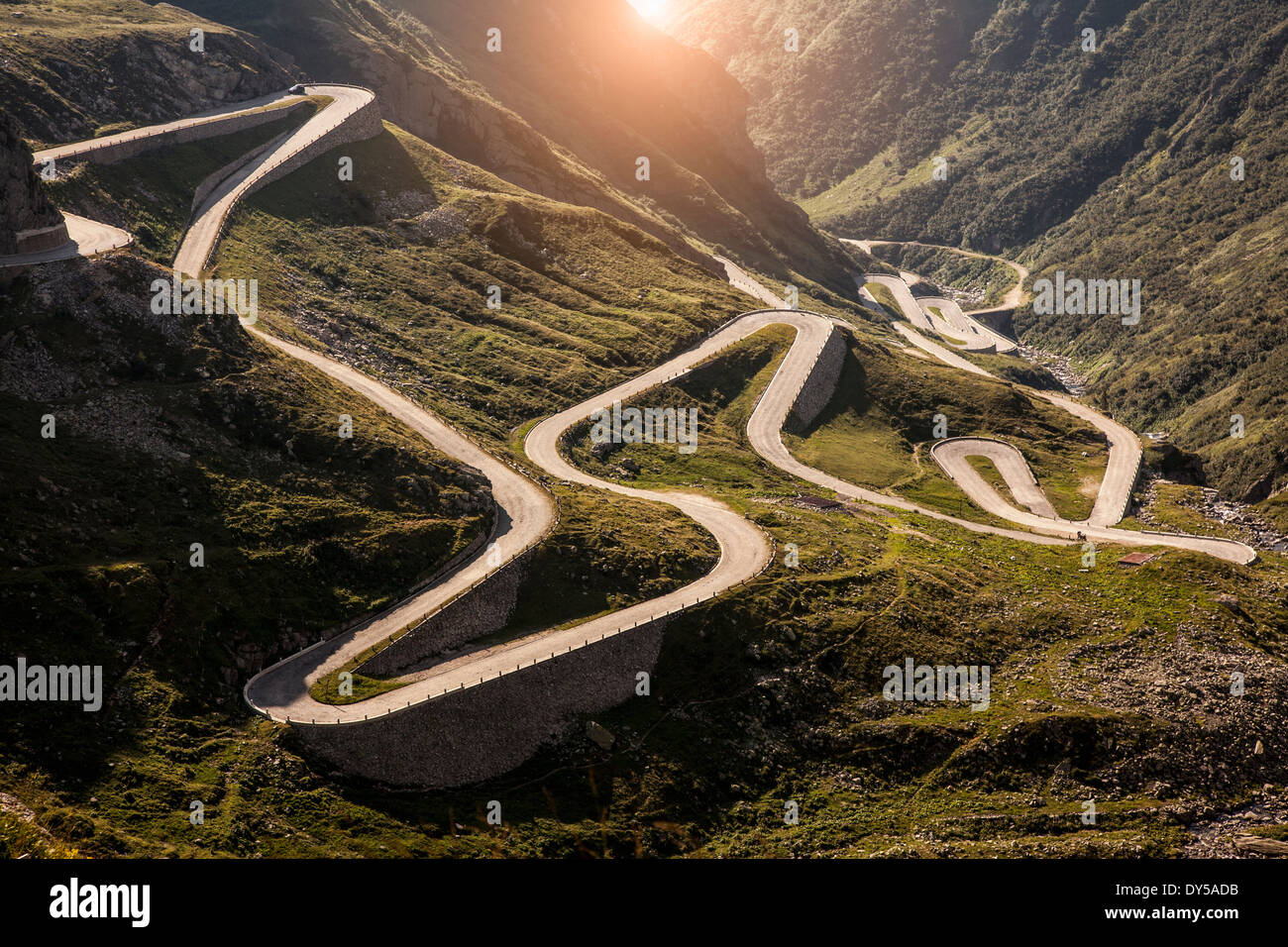 Blick auf die Altstadt Weg zum Gotthardpass, Schweiz Stockfoto