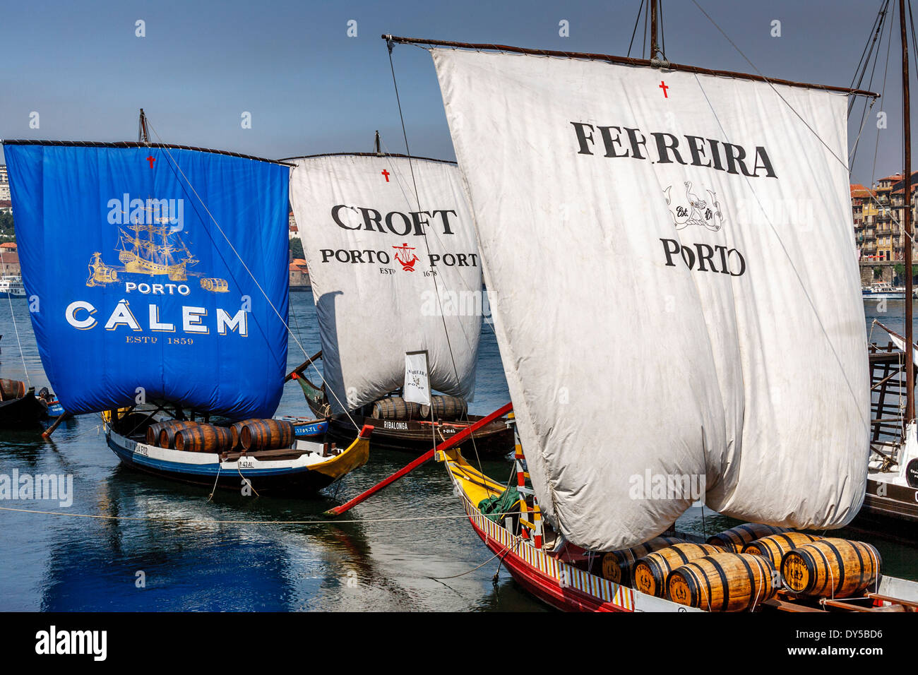 Port Wein Boote, Douro-Fluss, Porto, Portugal Stockfoto