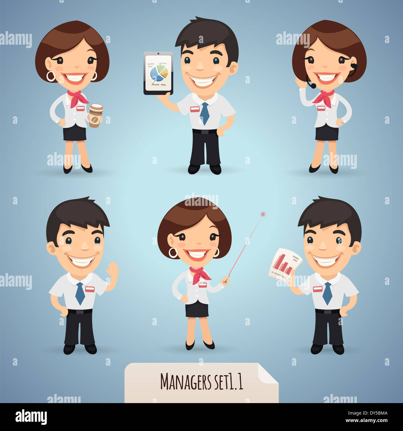 Manager Cartoon Charaktere Set1.1 Stockfoto