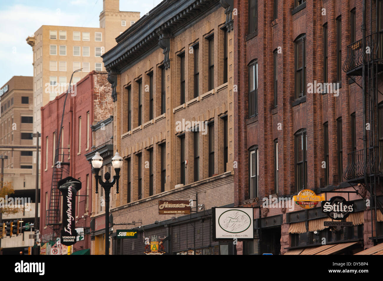 USA, Nebraska-Omaha, Gebäude auf dem alten Markt Stockfoto