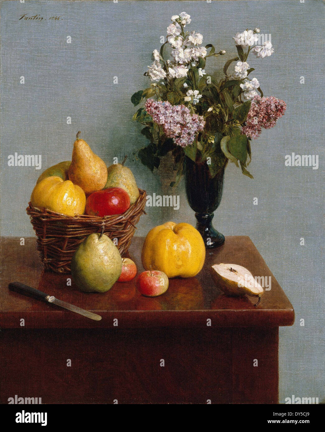 Henri Fantin-Latour Stillleben mit Blumen und Früchten Stockfoto