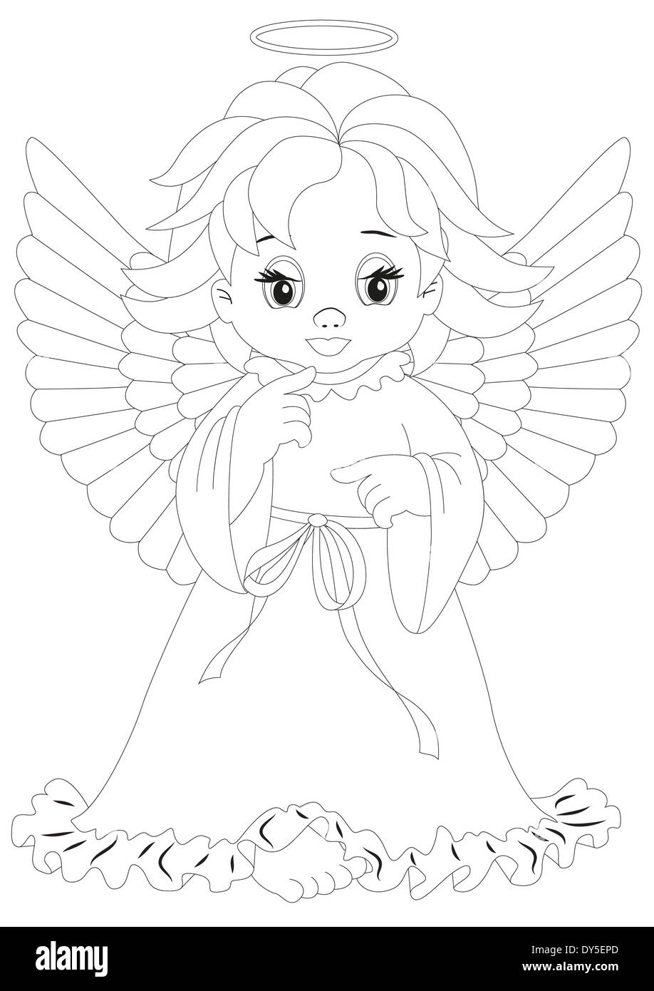 isoliert auf weißem Hintergrund Malvorlagen Engel Stockfoto