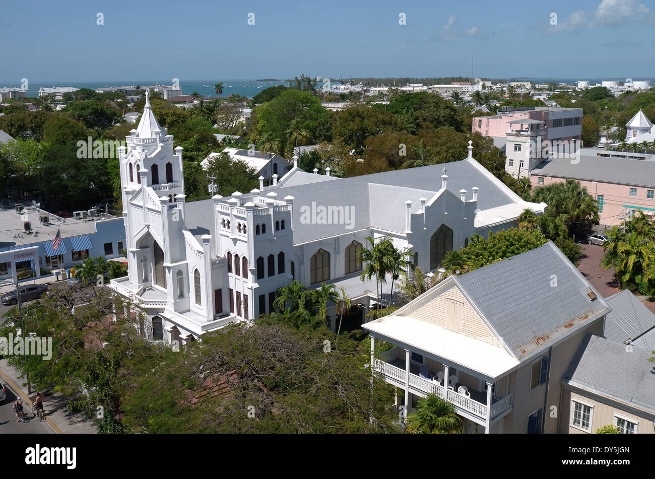 Luftaufnahme von St. Pauls Episcopal Church, Key West, Florida Stockfoto