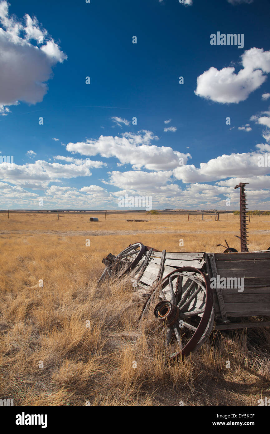 USA, South Dakota, Kaktus flach, Prairie Homestead, alte Wagen Stockfoto