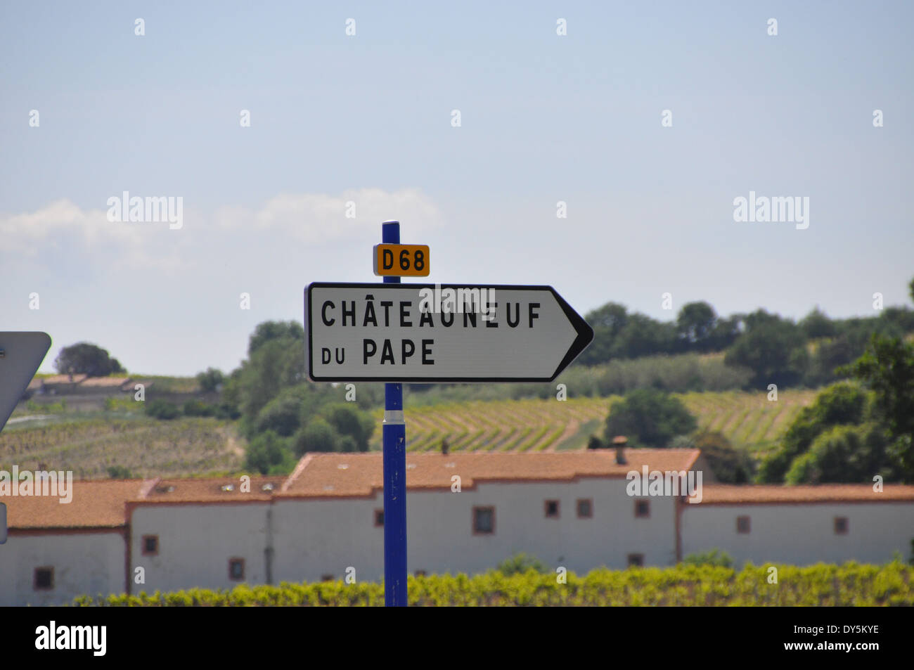 Chateauneuf-du-Pape Schild zu den weltberühmten Wein Region in Frankreich. Stockfoto