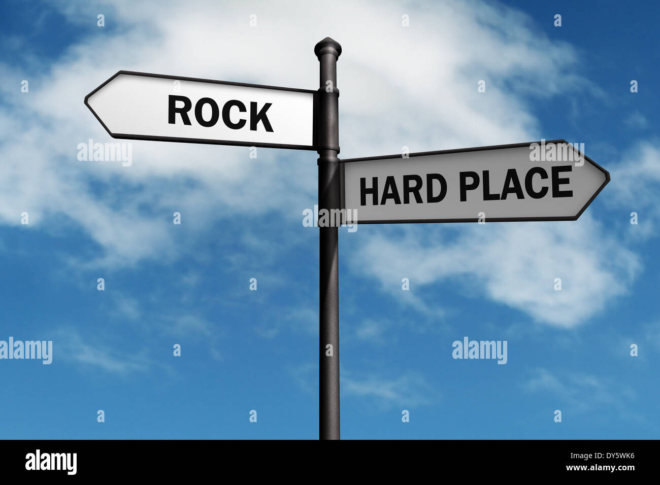 Stecken zwischen Pest und Cholera Stockfoto