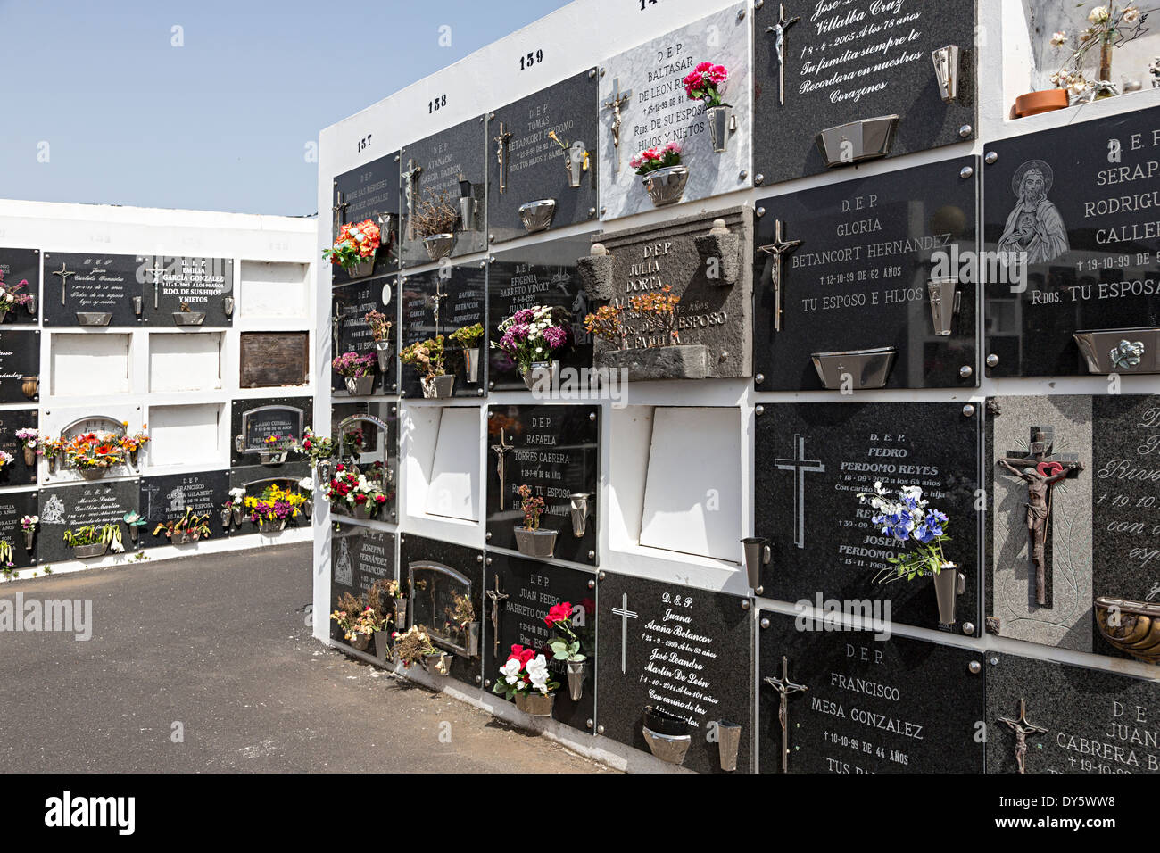 Friedhof Gräber, Haria, Lanzarote, Kanarische Inseln, Spanien Stockfoto