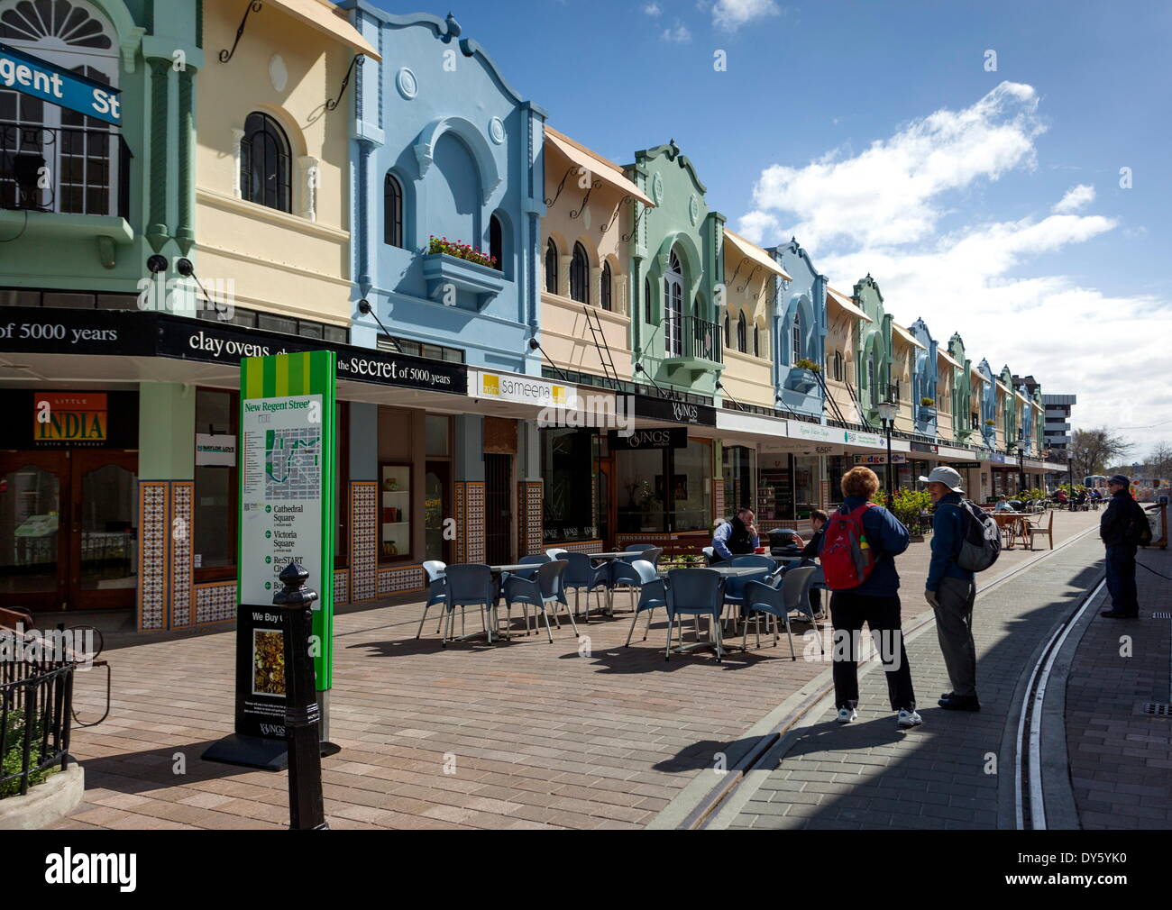 Neue Regent Street, Christchurch, Canterbury, Südinsel, Neuseeland, Pazifik Stockfoto