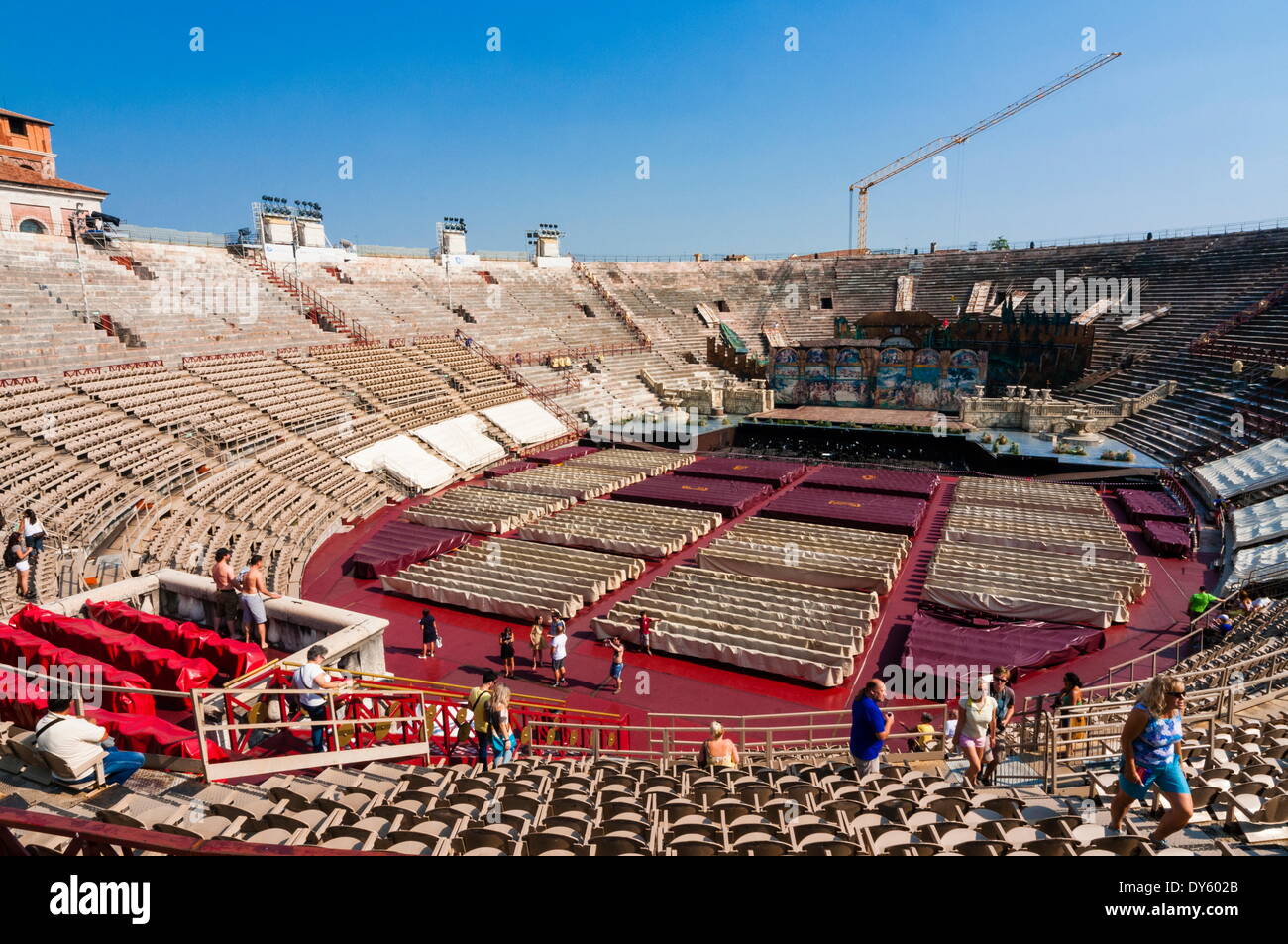 Innenraum der römische Arena, Verona, UNESCO World Heritage Site, Veneto, Italien, Europa Stockfoto