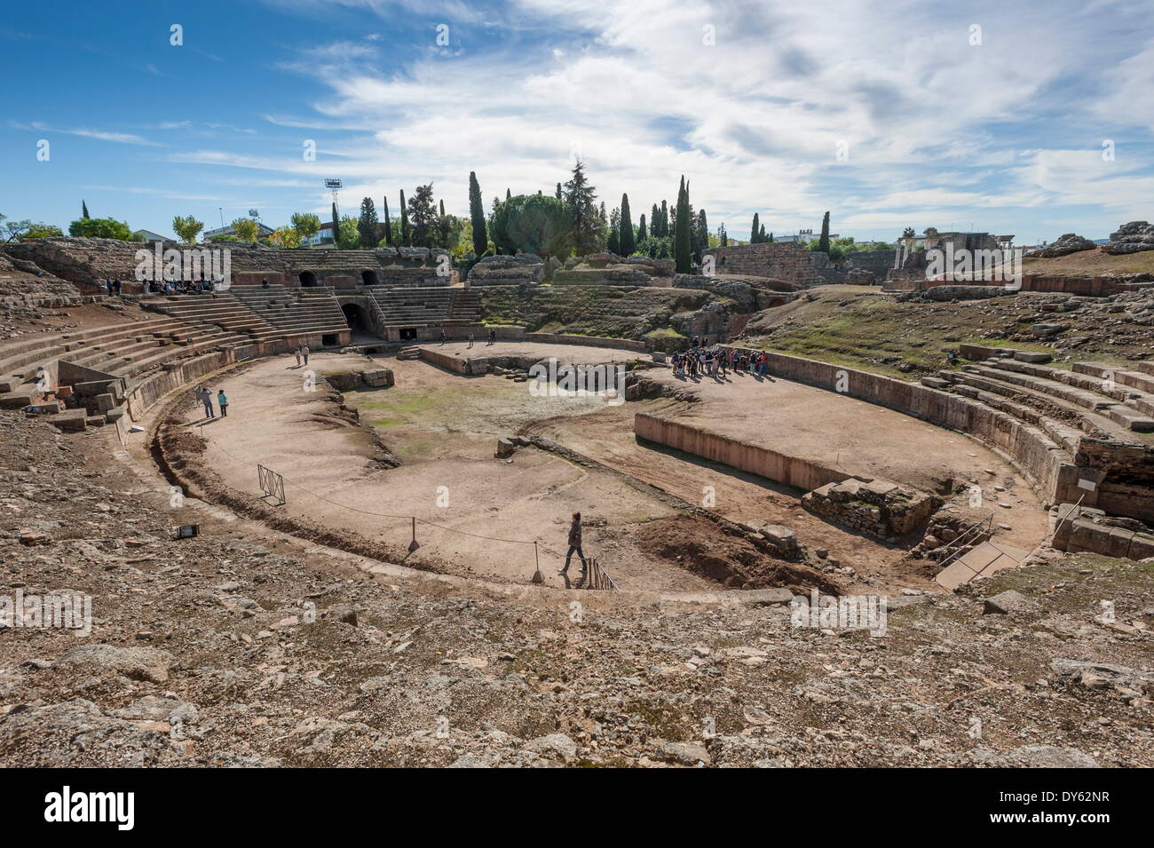 Römisches Amphitheater, Merida, Badajoz, Extremadura, Spanien, Europa Stockfoto