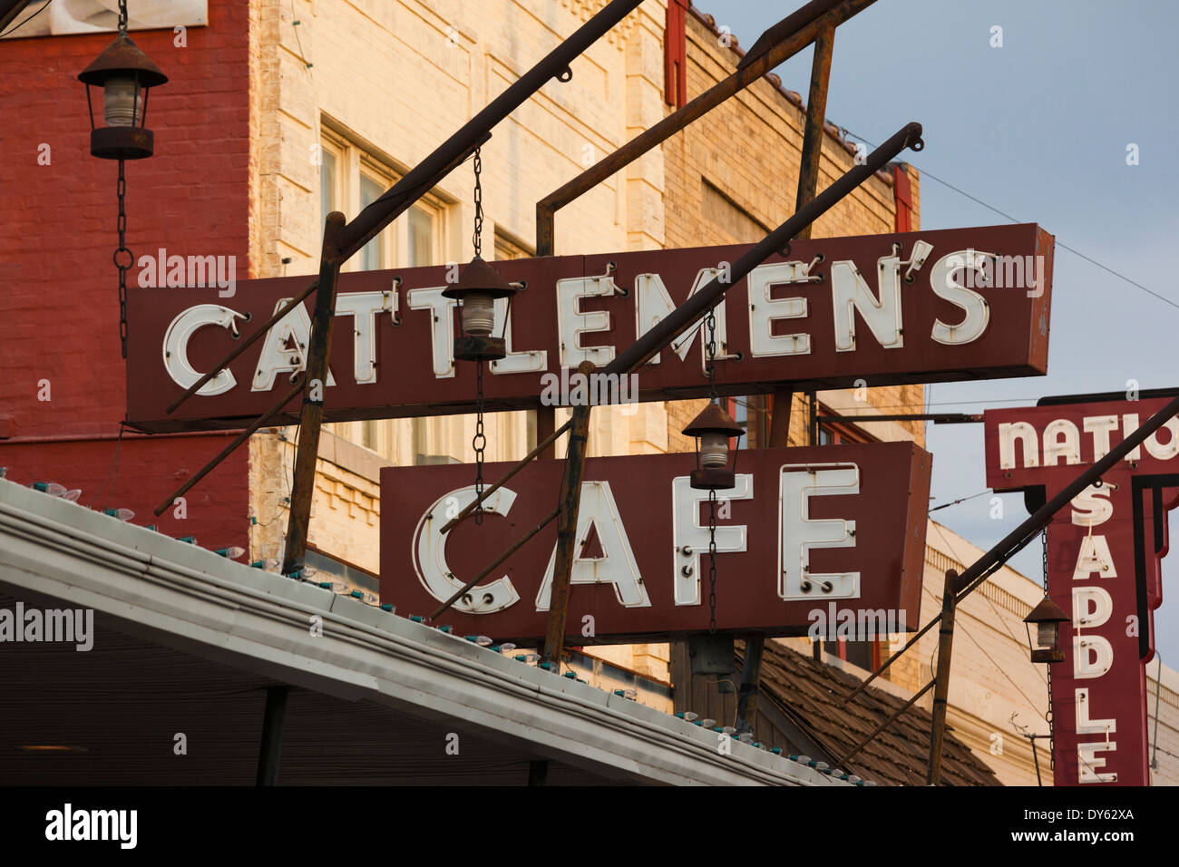 USA, Oklahoma, Oklahoma City, Stockyards City, Cattlemen es Cafe Restaurant melden Stockfoto