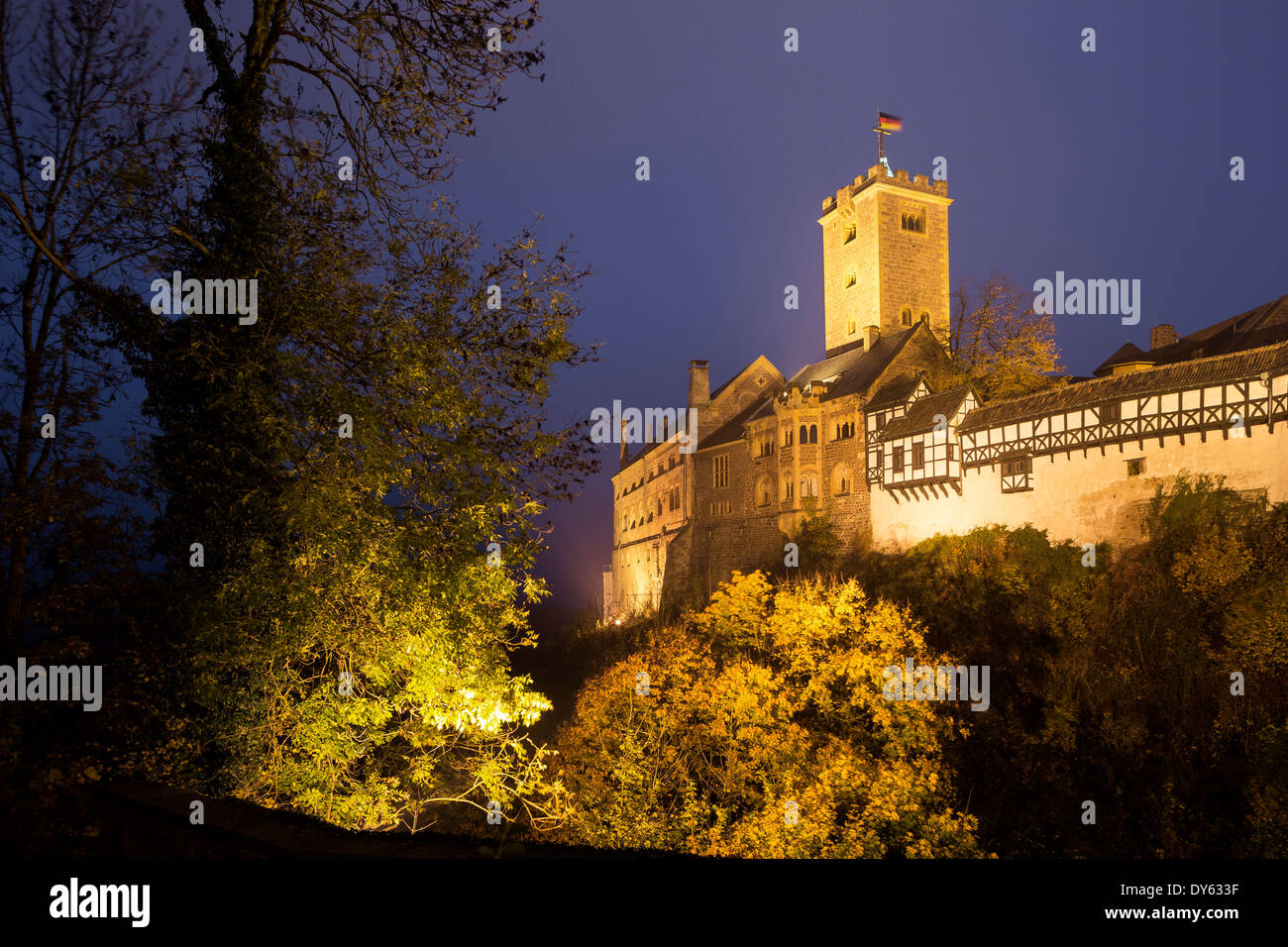 Die Wartburg. Es war während seines Exils auf der Wartburg, dass Martin Luther das neue Testament ins Deutsche übersetzt. Im Jahr 1999 Stockfoto