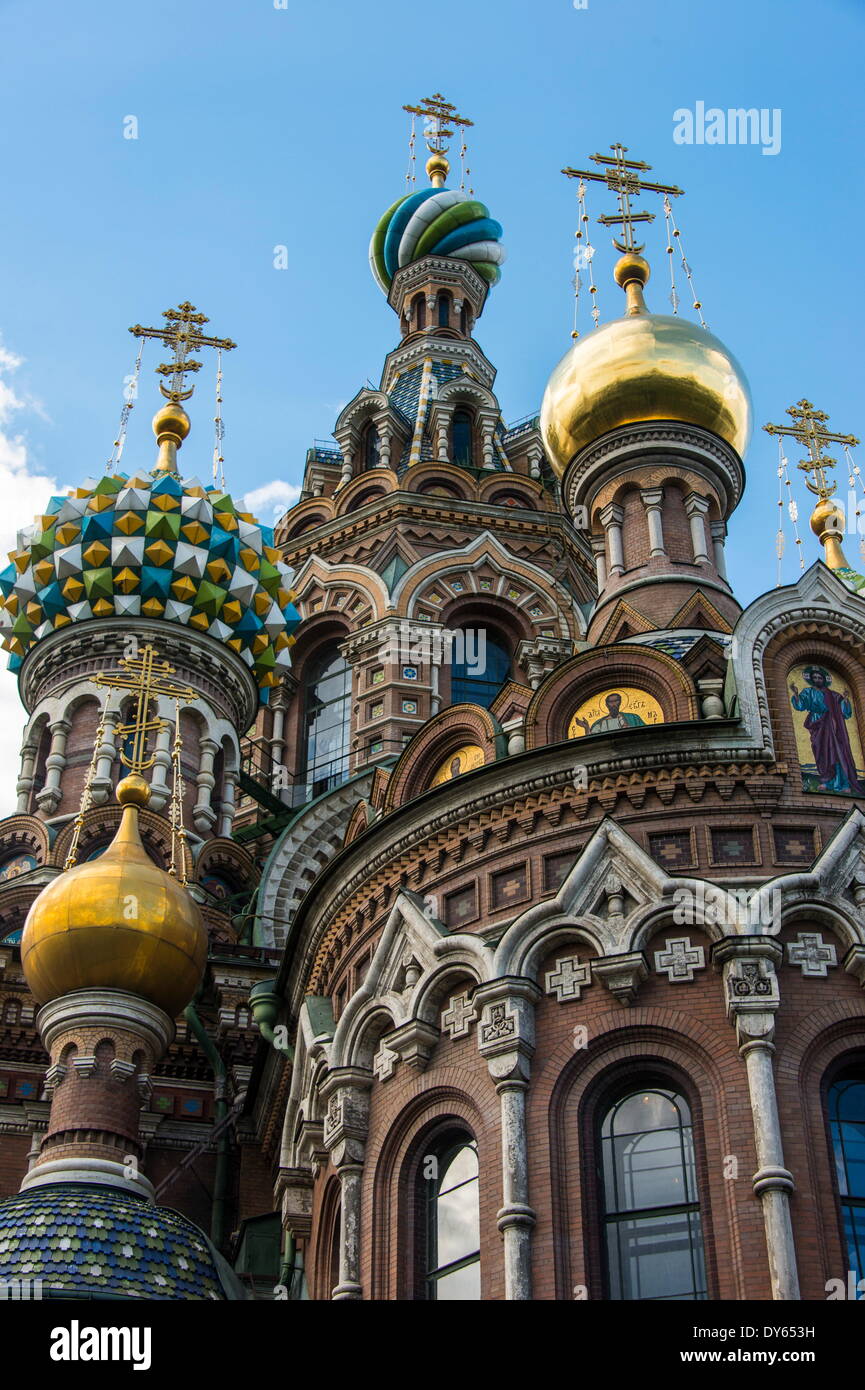 Kirche des Retters auf Blut, UNESCO-Weltkulturerbe, St. Petersburg, Russland, Europa Stockfoto