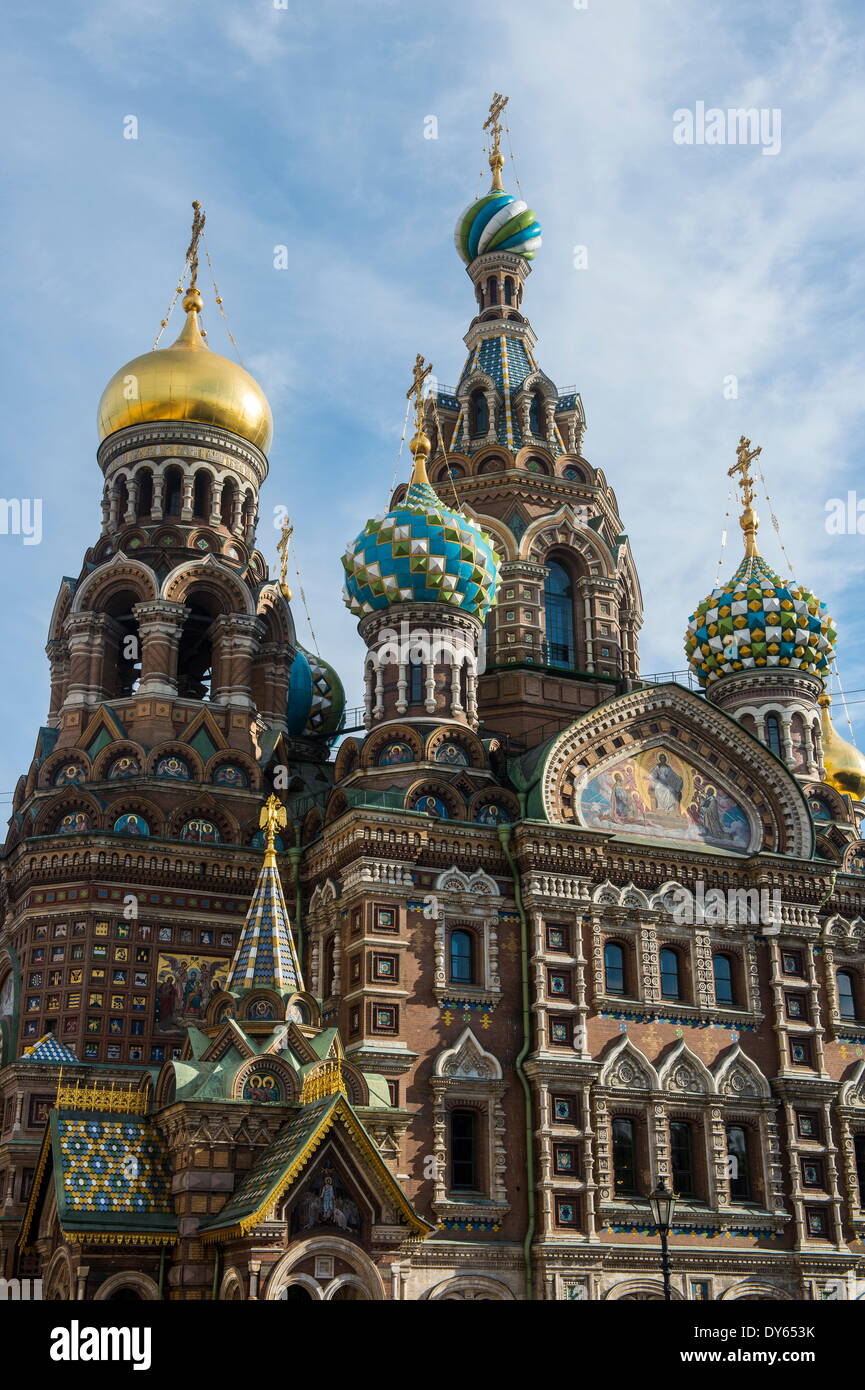 Kirche des Retters auf Blut, UNESCO-Weltkulturerbe, St. Petersburg, Russland, Europa Stockfoto