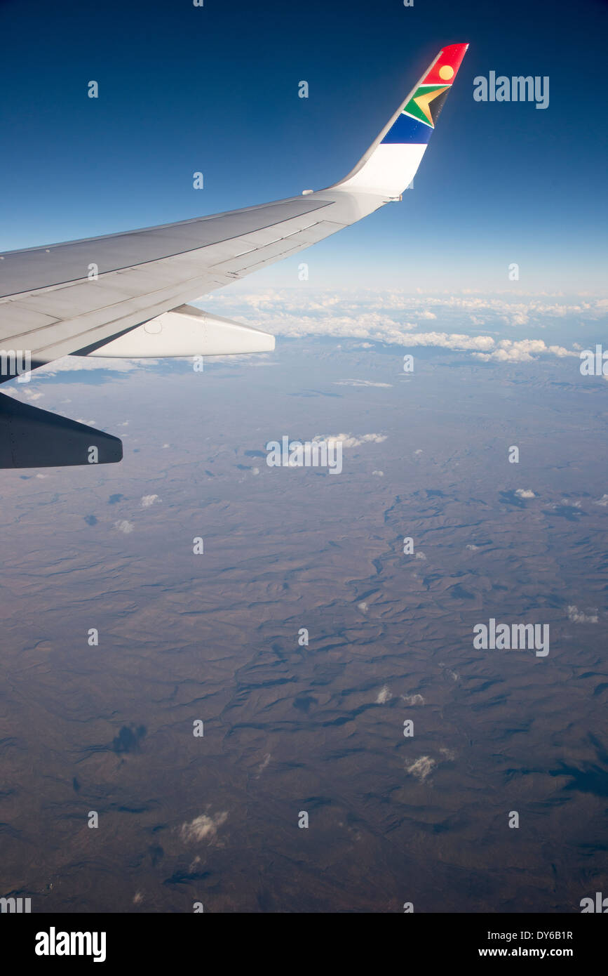 Flugzeuge fliegen über dem Karoo-Region von Südafrika Ansicht von 36000 tausend Füße Stockfoto