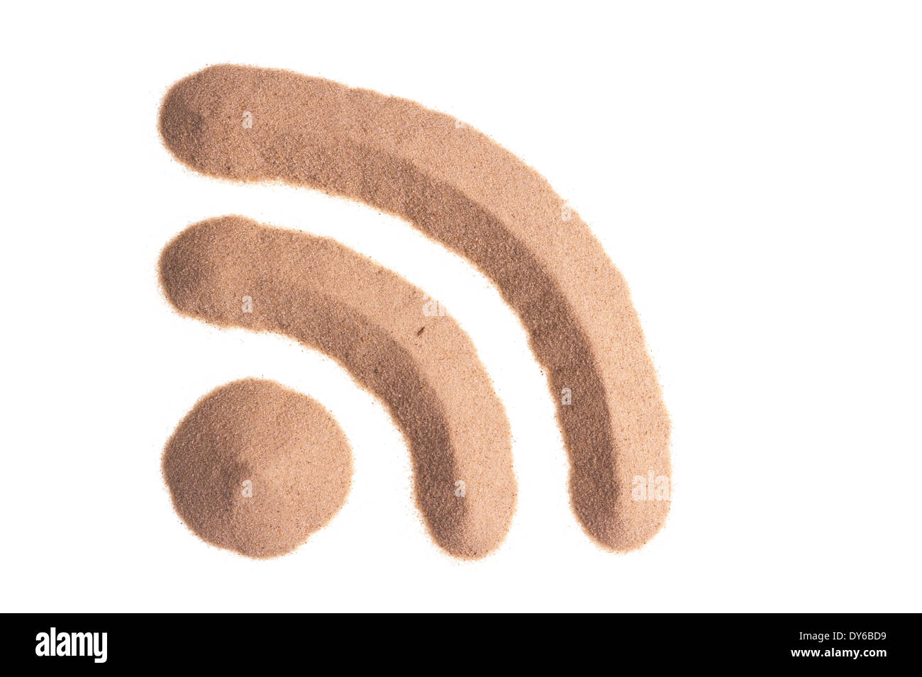 Symbol der Signalübertragung in Sand geformt Stockfoto