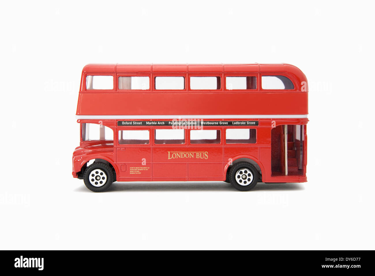 roter Würfel Miniatur-London-Route-Master-bus Stockfoto