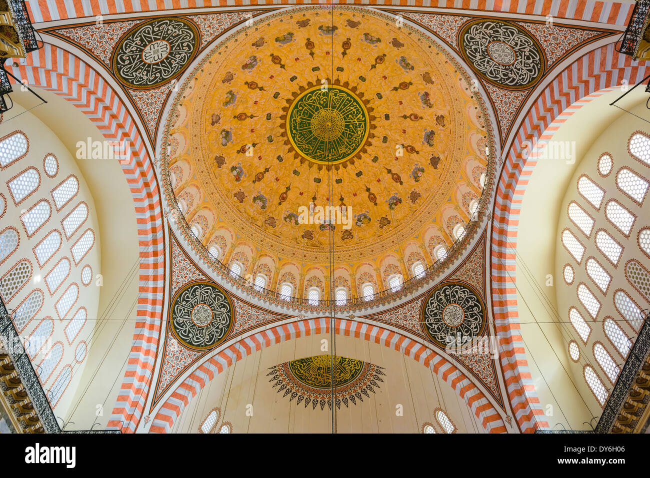 Architektur: Süleymaniye-Moschee innen Detail, Decke Dekor Stockfoto