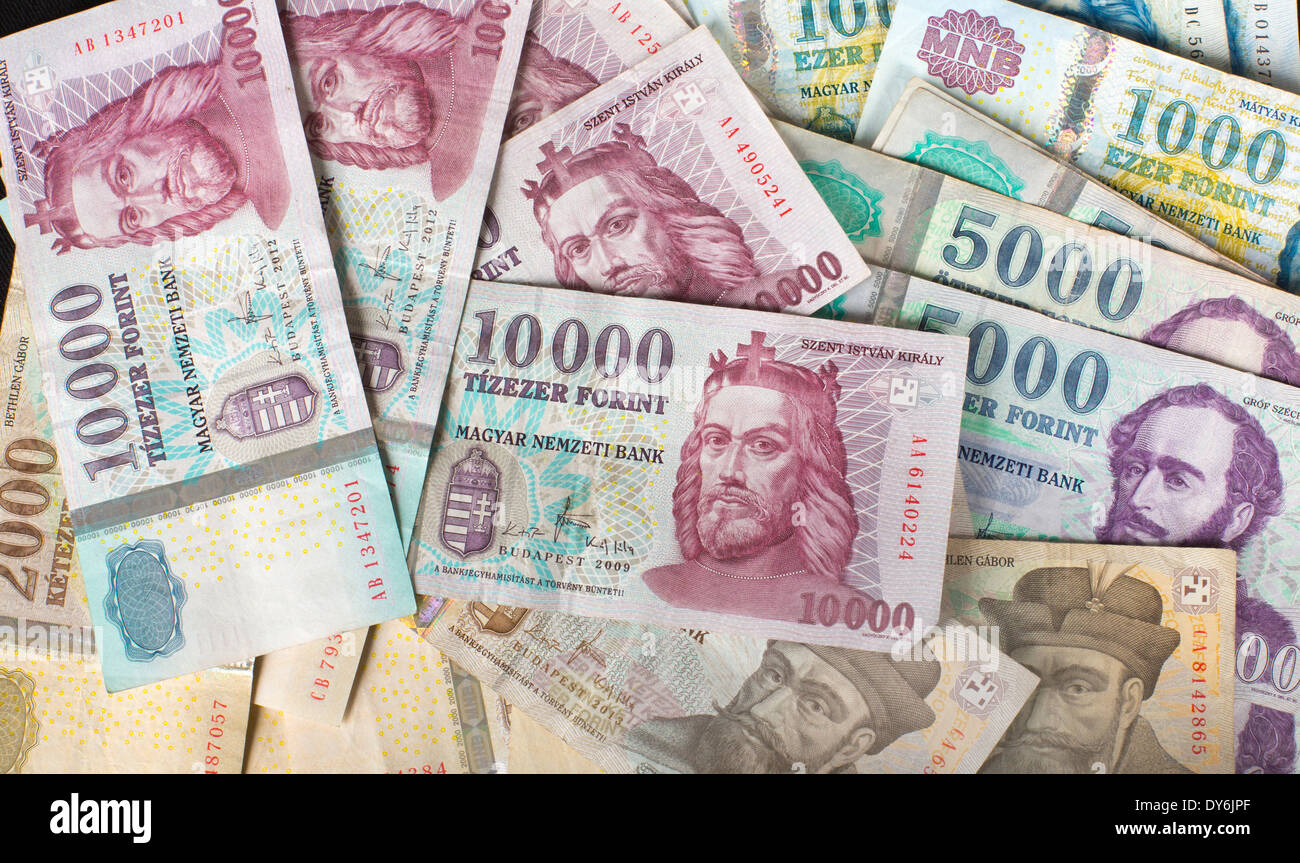 Ungarische Forint Banknoten. Magyar-Forint-Rechnungen. 140572 Forints Stockfoto