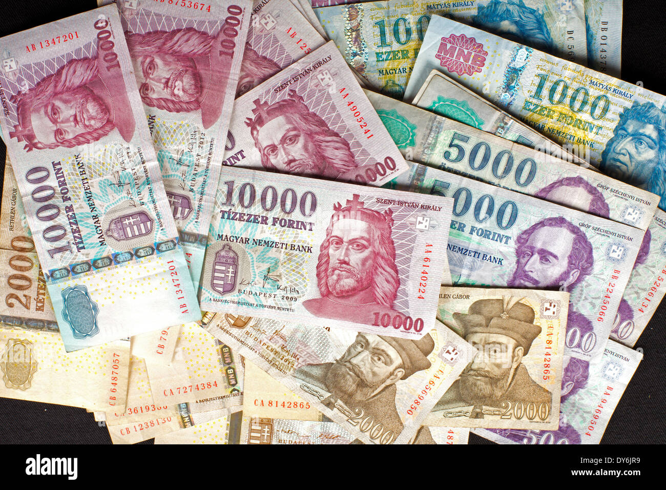 Ungarische Forint Banknoten. Magyar-Forint-Rechnungen. 140573 Forints Stockfoto