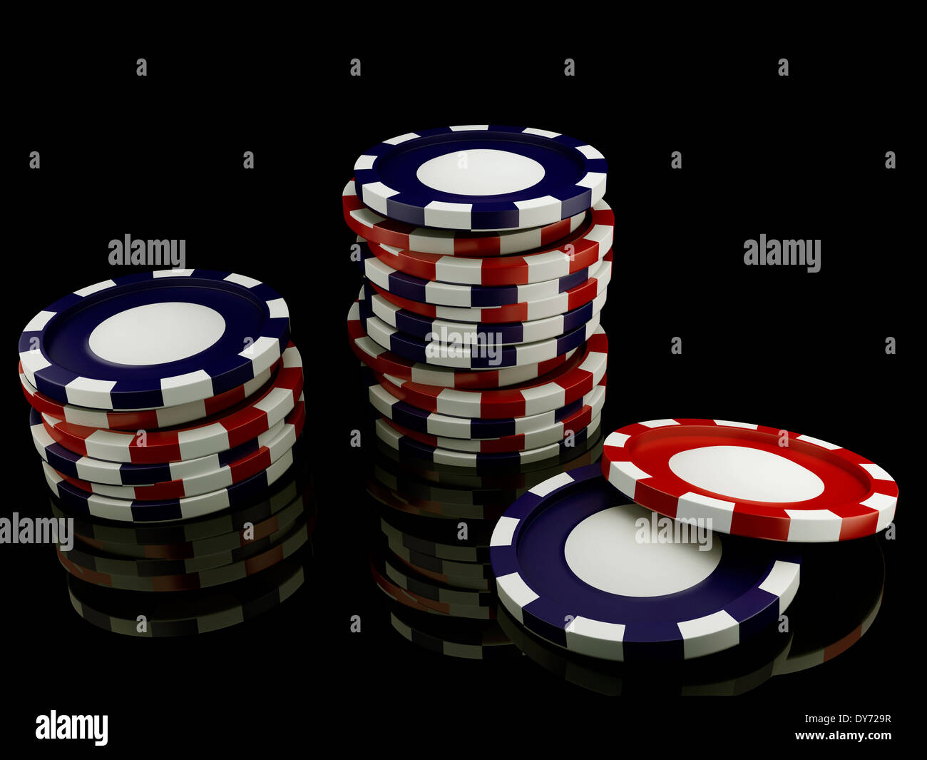 Casino-Chips 3D-Illustration Stockfoto