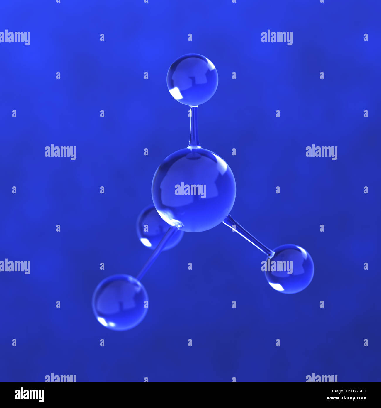 3D Render blau Molekül Herkunft mit Weichzeichner Stockfoto