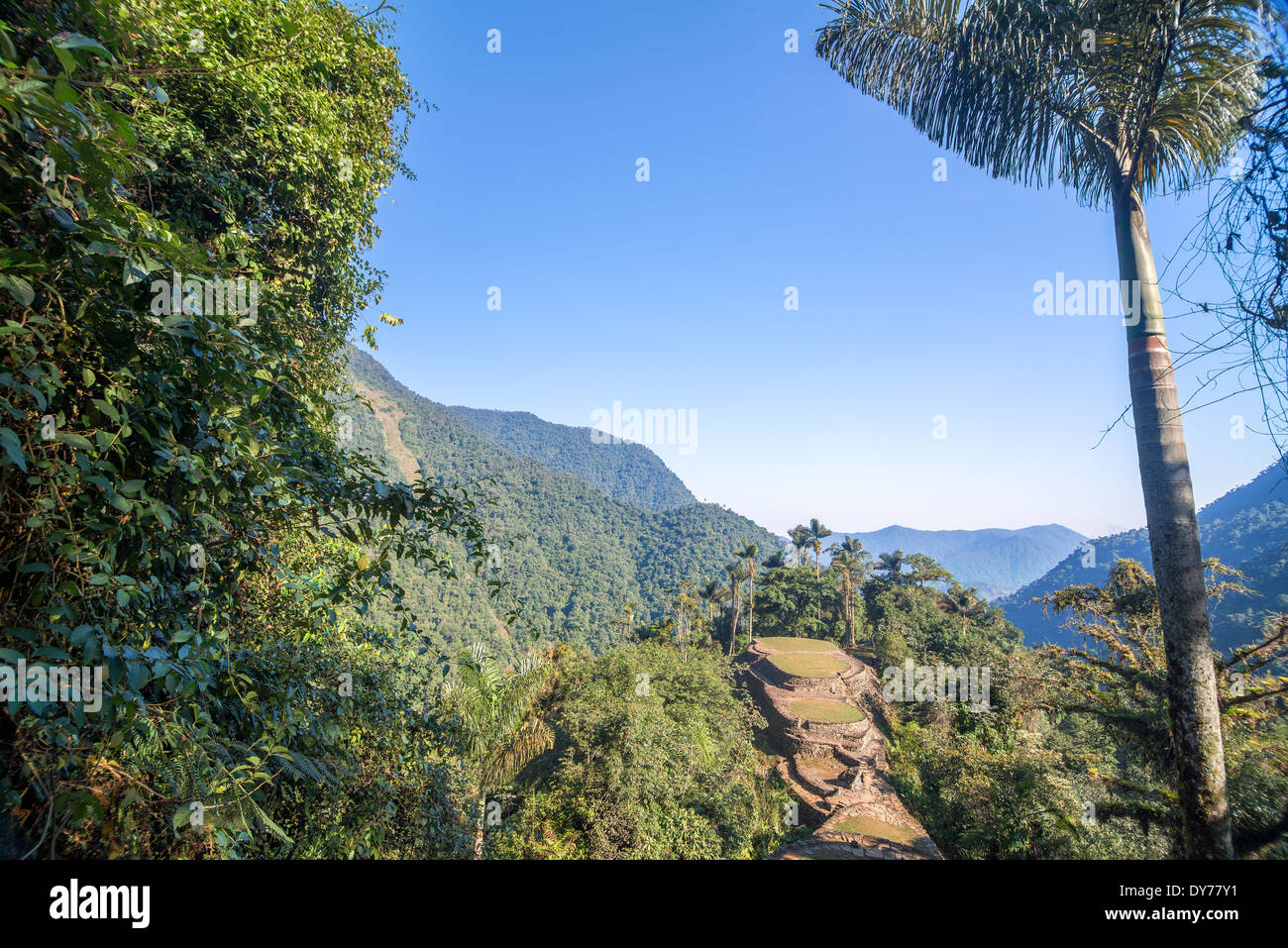 Die verlorene Stadt oder Ciudad Perdida in der Bergkette der Sierra Nevada de Santa Marta in Kolumbien Stockfoto