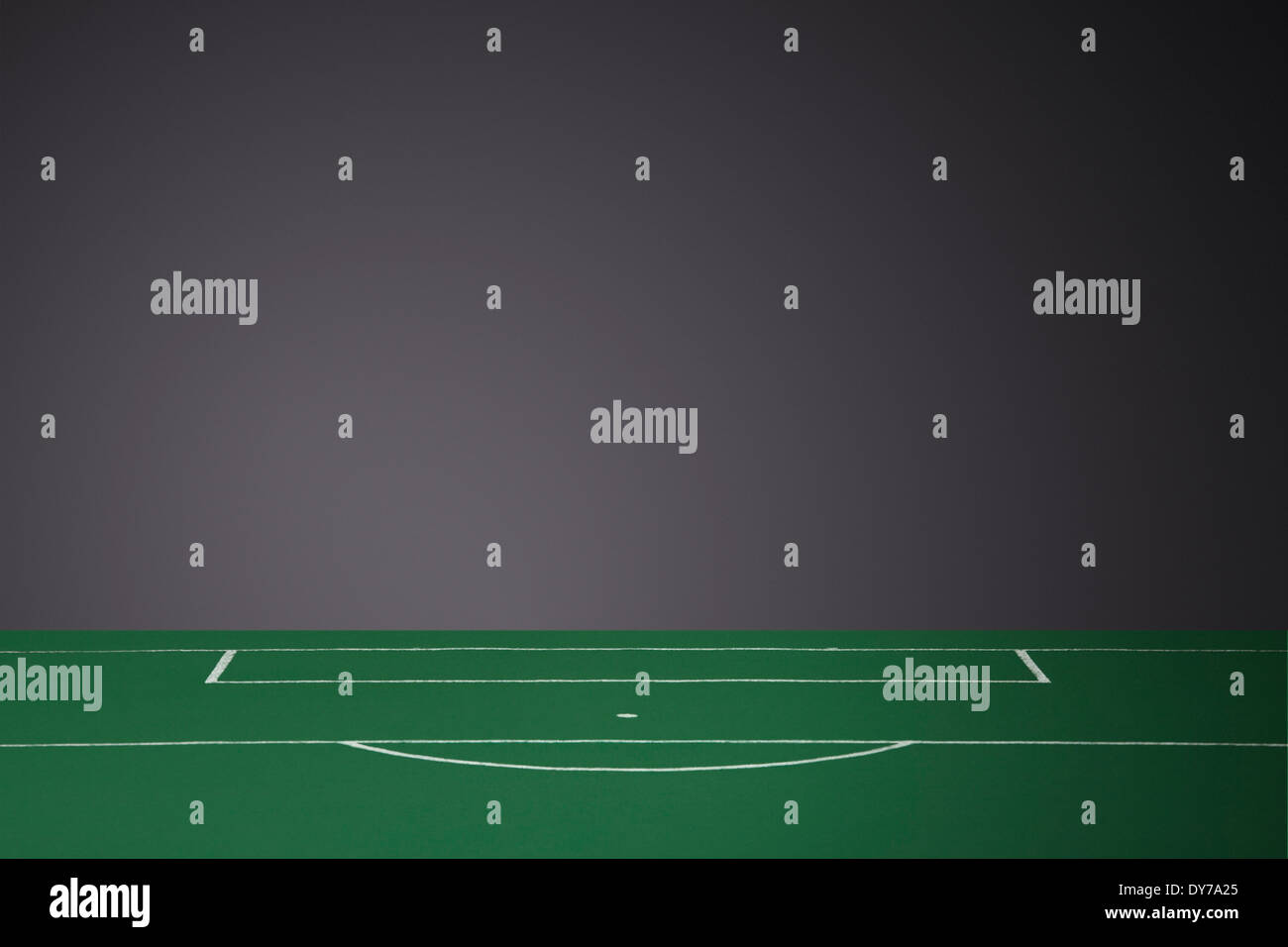 Stoff-Fußballplatz Torraum mit textfreiraum oben zeigen Stockfoto