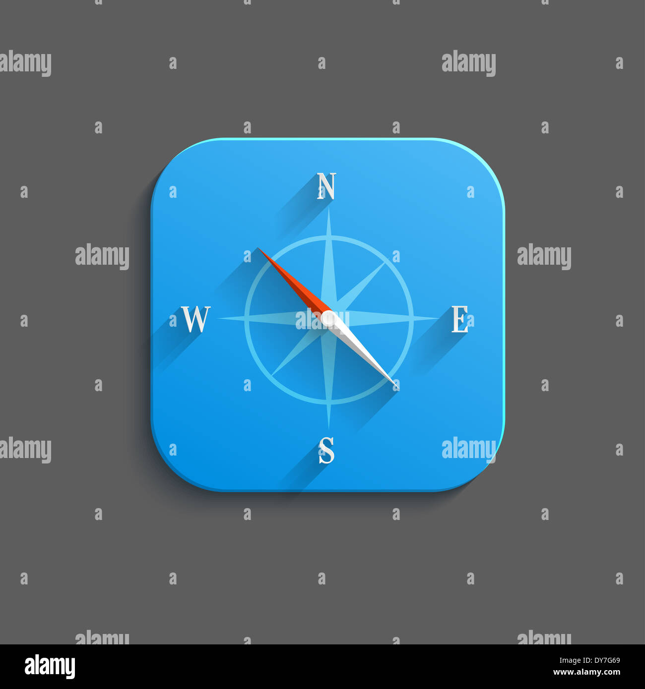 Kompass-Symbol - Taste "flache app" mit Schatten Stockfoto