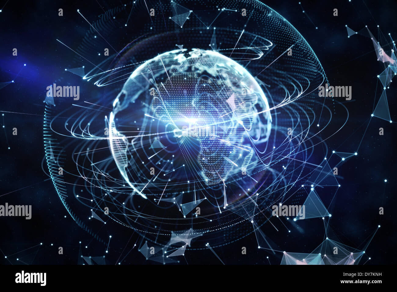 Globale Technologie-Hintergrund in blau Stockfoto