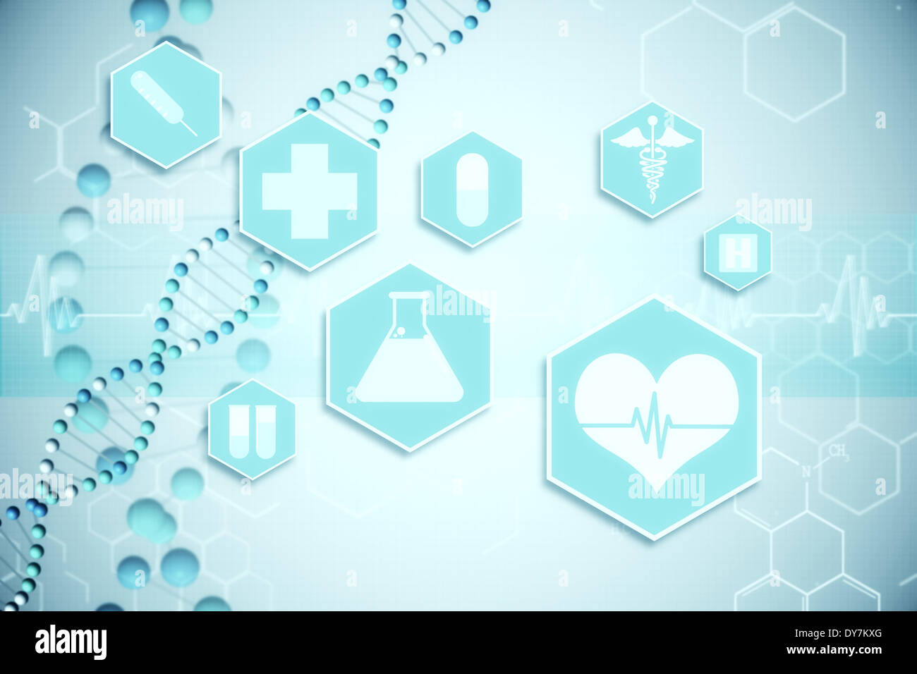 Medizinische Symbole in blau und weiß Stockfoto