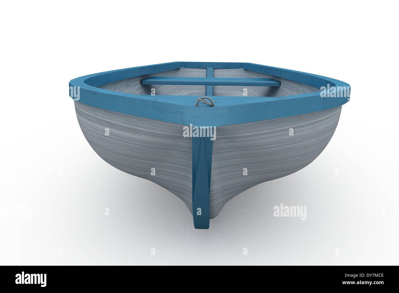 Blau-weiß bemalte Boot Stockfoto