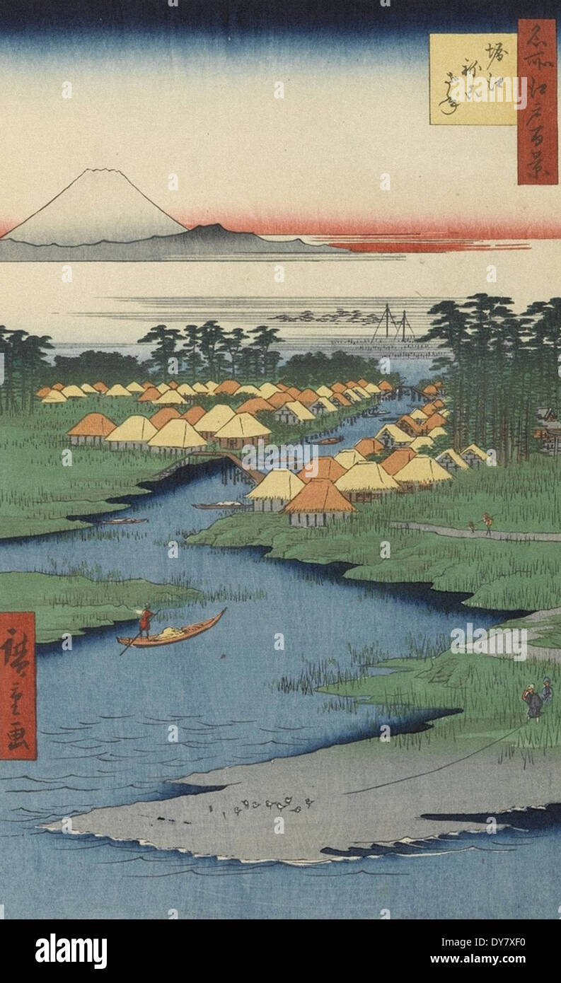 Utagawa Hiroshige 100 berühmte Ansichten von Edo - Nr. 96 Horie und Nekozane Stockfoto