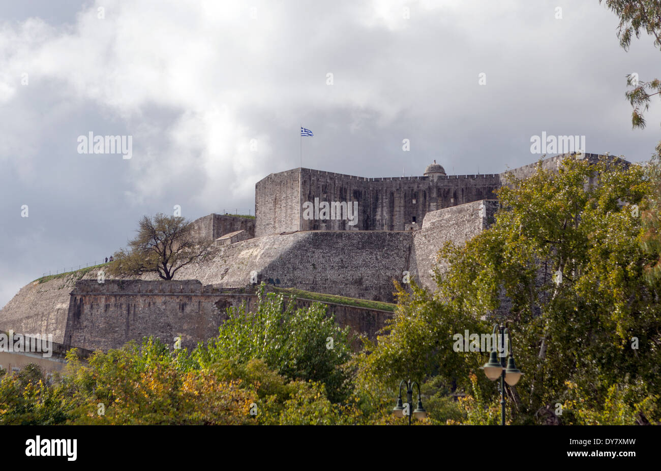 Die massive neue Festung in Korfu, Griechenland, die während der venezianischen Herrschaft durch den Herzog von Savoyen gebaut wurde. Stockfoto