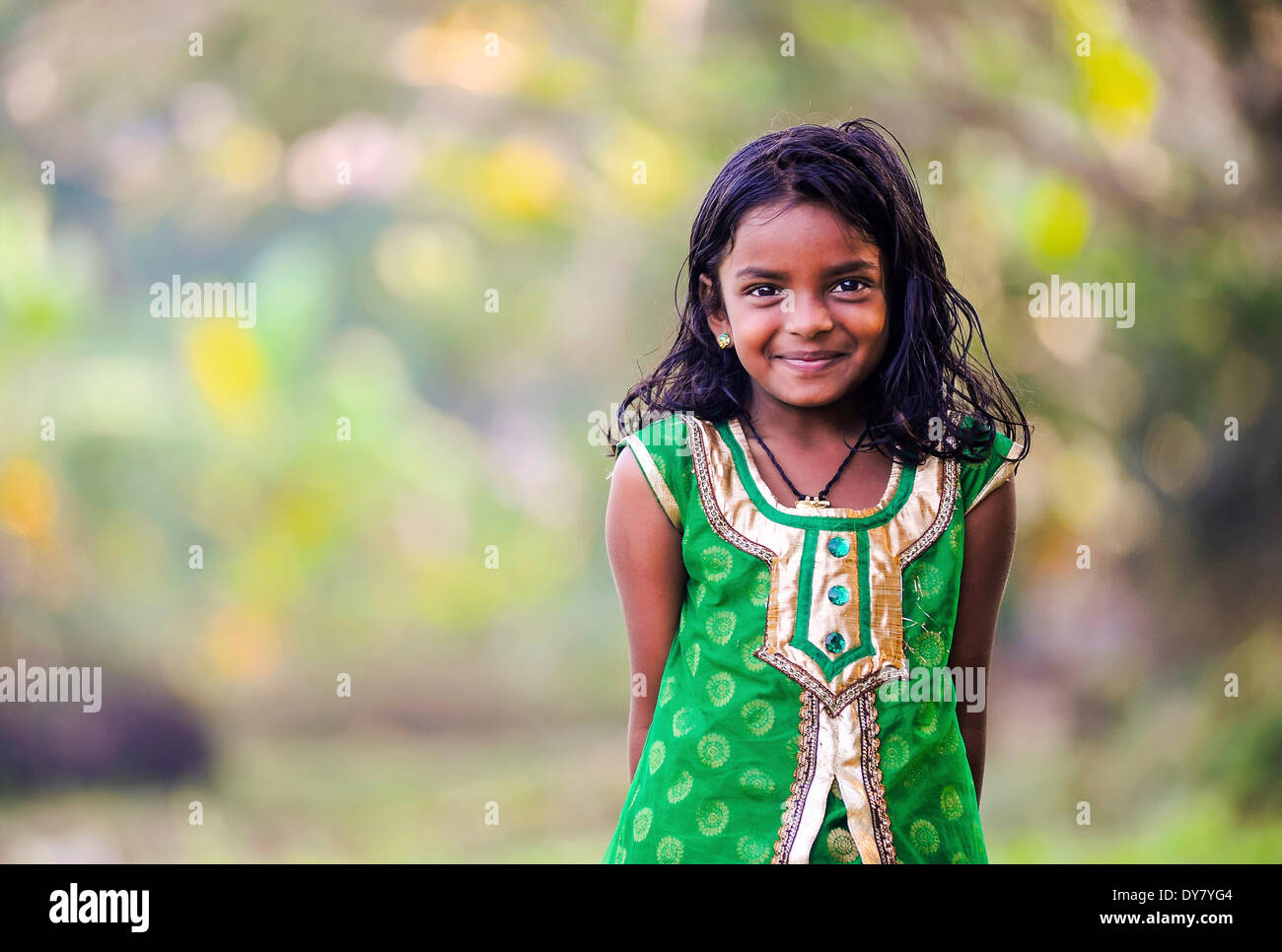 Lächelndes Mädchen, Kerala, Südindien, Indien Stockfoto