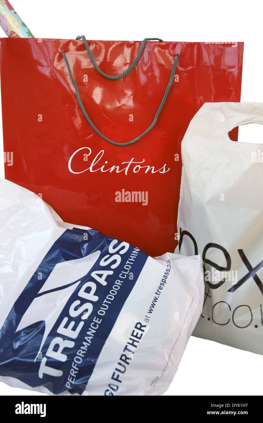 High Street Tragetaschen nach einer shopping-Tour Stockfoto