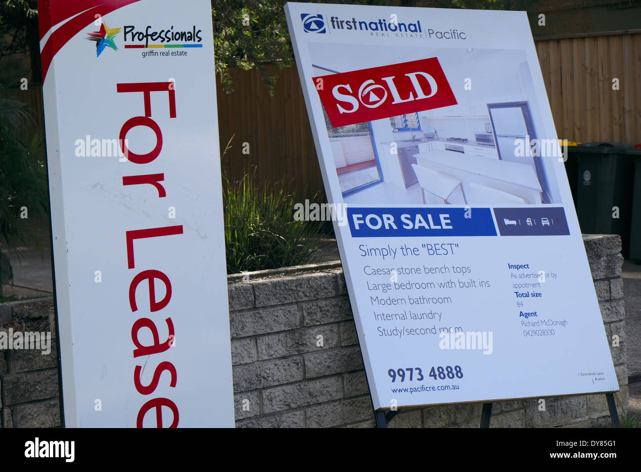 Immobilien zum Verkauf/Vermietung/verkauft in Avalon auf Nordstrände von Sydney, Australien Stockfoto