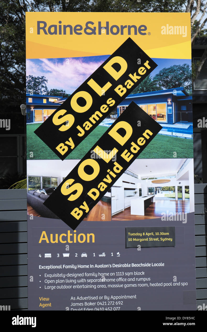 Immobilien zum Verkauf/Vermietung/verkauft in Avalon auf Nordstrände von Sydney, Australien Stockfoto
